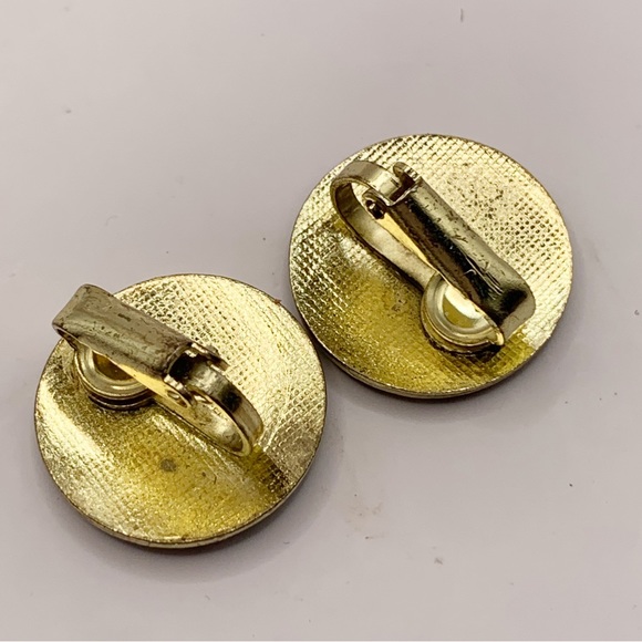 Vintage champleve enamel butterfly clip on earrings - Picture 8 of 9